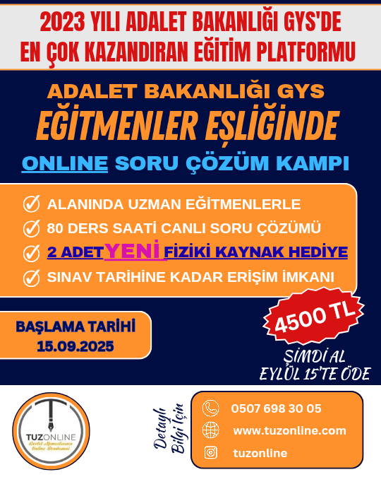 ADALET BAKANLIĞI GYS ONLİNE SORU ÇÖZÜMÜ HEDİYELİ 2'Lİ SORU BANKASI SETİ